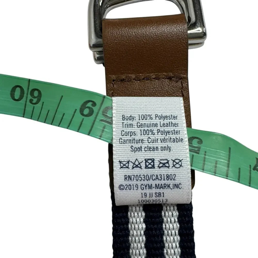 JANIE AND JACK Striped Belt Blue White Real Leather Size 2T to 3 Boys Adjustable